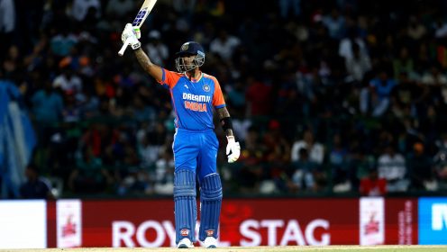 Suryakumar Yadav celebrates