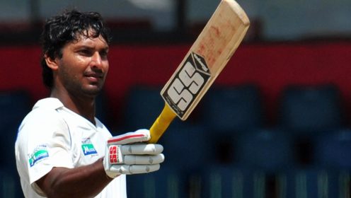 Kumar Sangakkara celebrates