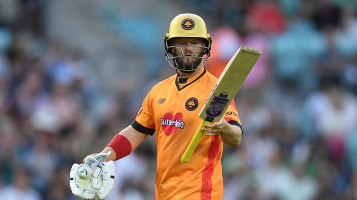 Ben Duckett raises his bat