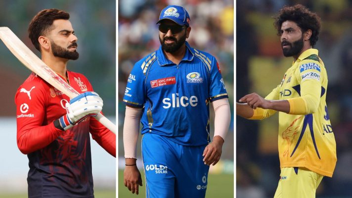 Virat Kohli (left), Rohit Sharma (centre), Ravindra Jadeja (right), are among the richest IPL players in history.
