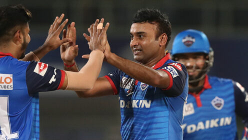 Amit Mishra celebrates