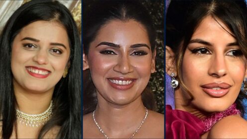 Wives and girlfriends of India Asia Cup team Devisha Shetty (Suryakumar Yadav), Sanjana Ganesan (Jasprit Bumrah) and Jasmin Walia