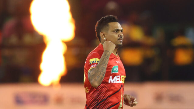 Sunil Narine celebrates