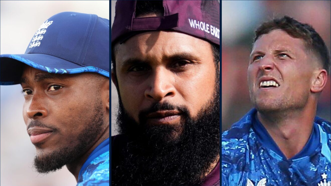 England bowlers Jofra Archer, Adil Rashid and Brydon Carse