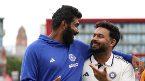 Jasprit Bumrah and Rishabh Pant smile