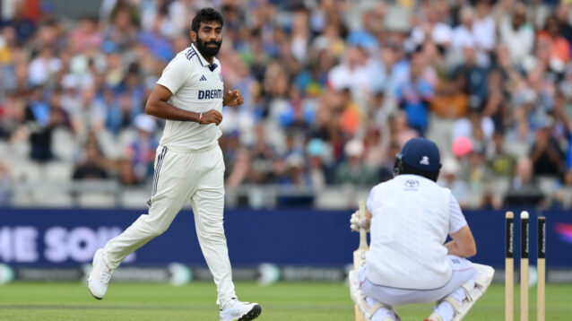 Jasprit Bumrah bowls against England