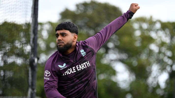Rehan Ahmed bowls