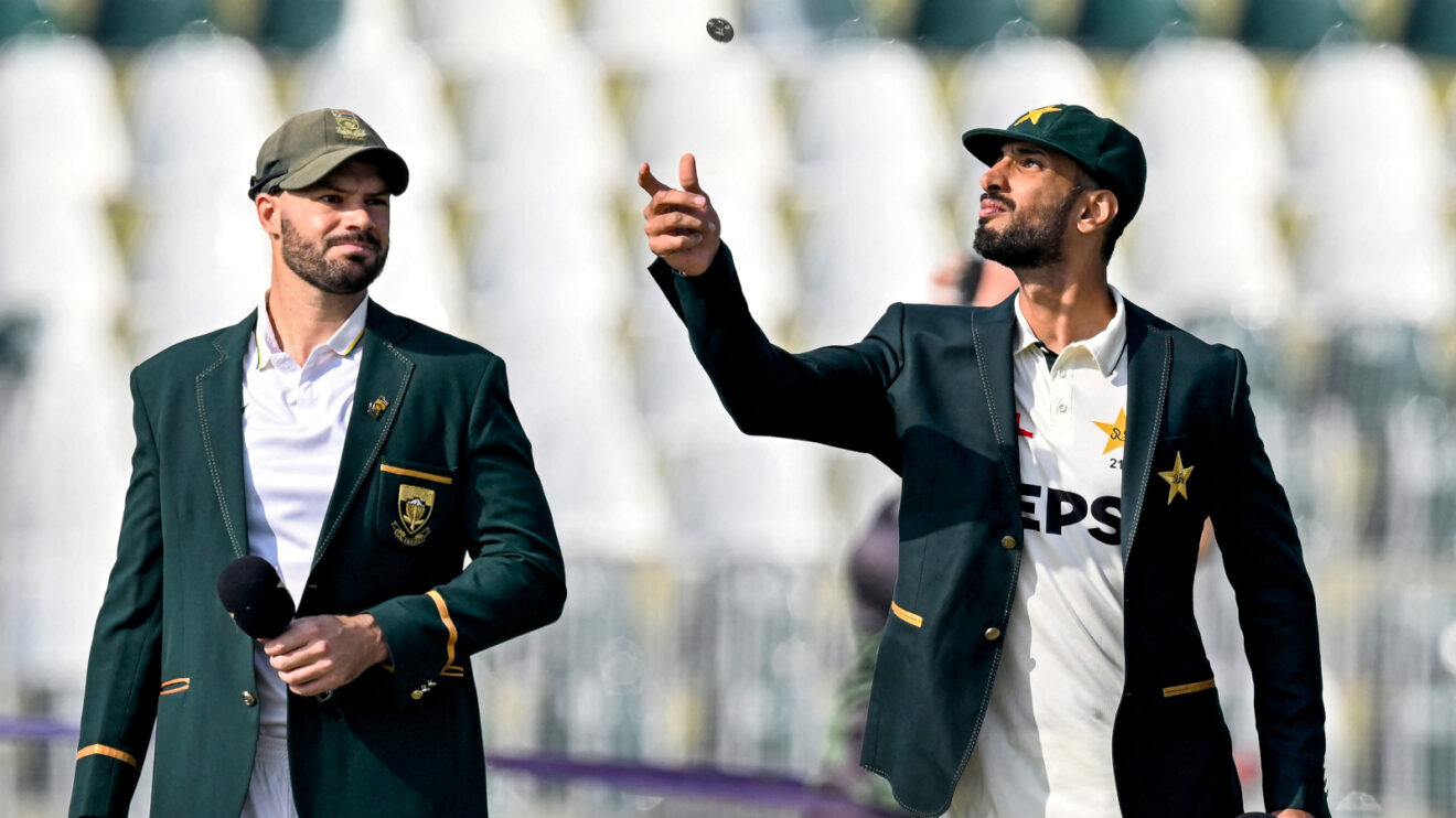 South Africa and Pakistan toss a coin