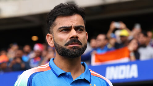 Virat Kohli looks on
