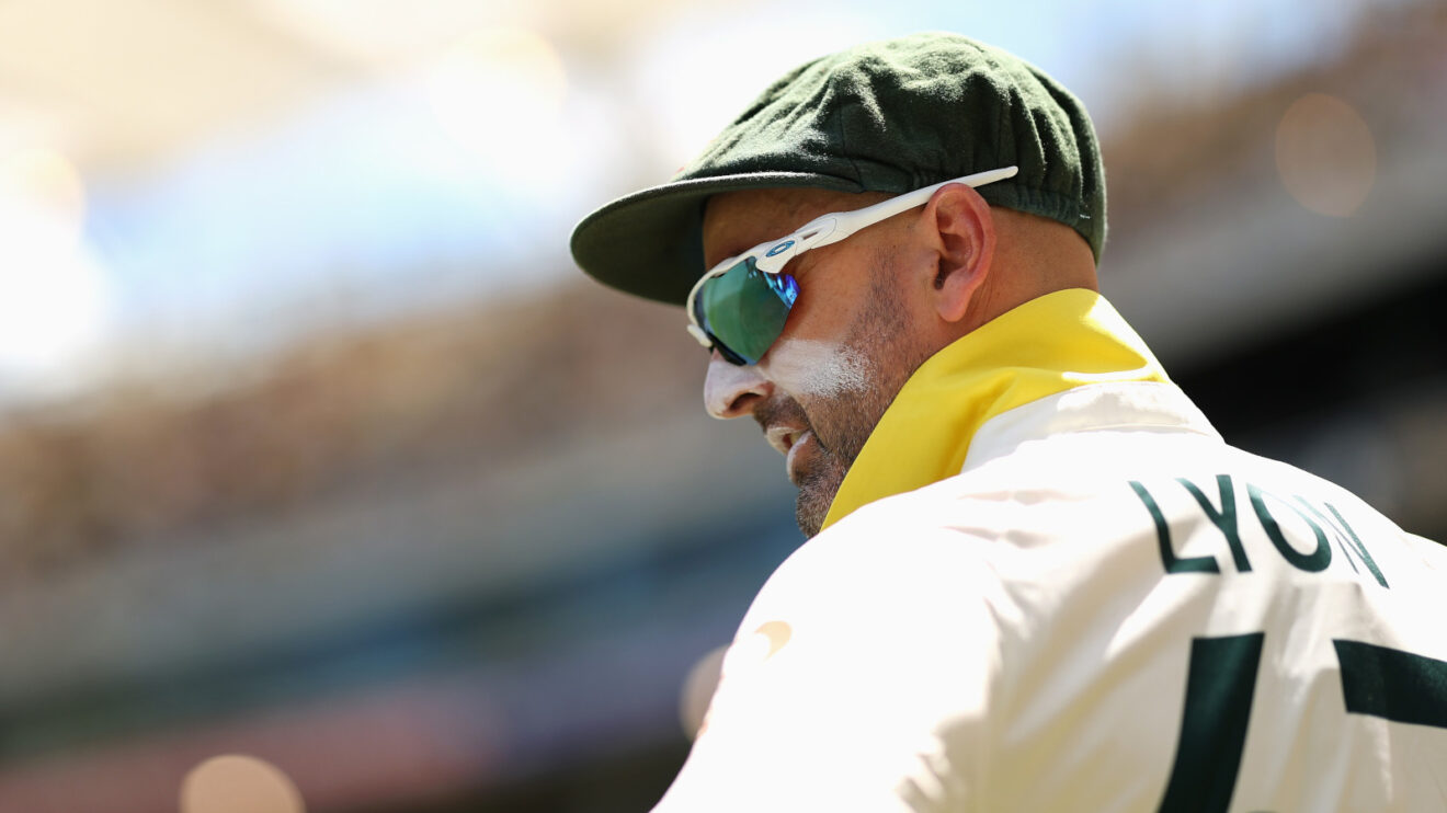 Nathan Lyon looks