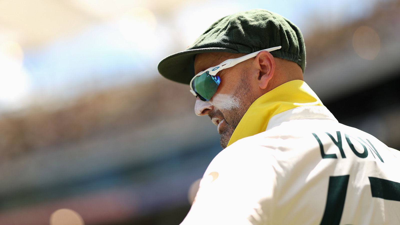 Nathan Lyon looks